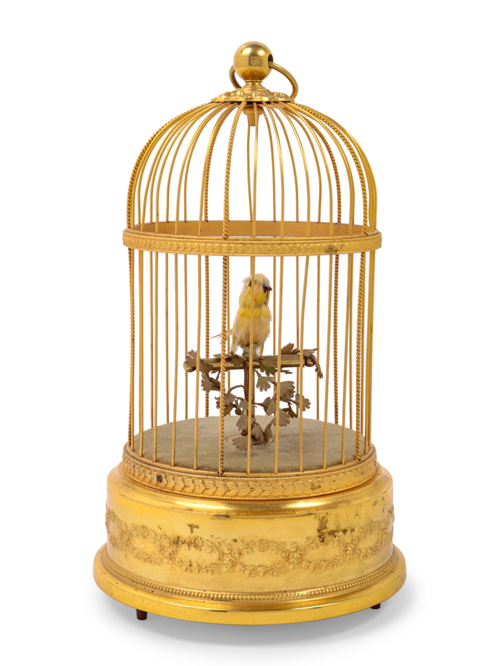 A French Gilt Metal Automaton Bird Cage