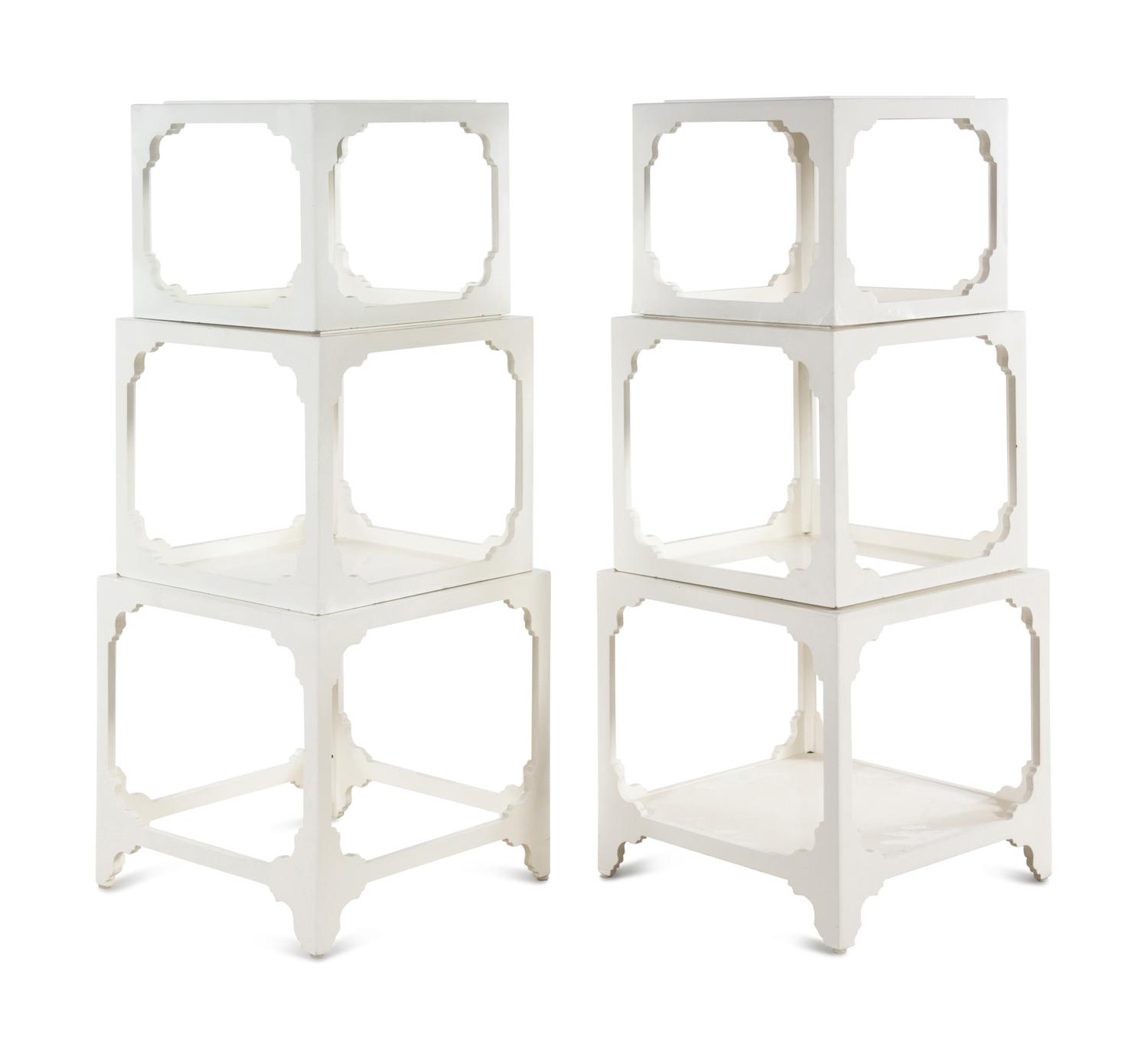 A Pair of White Lacquer-Finished Étagères