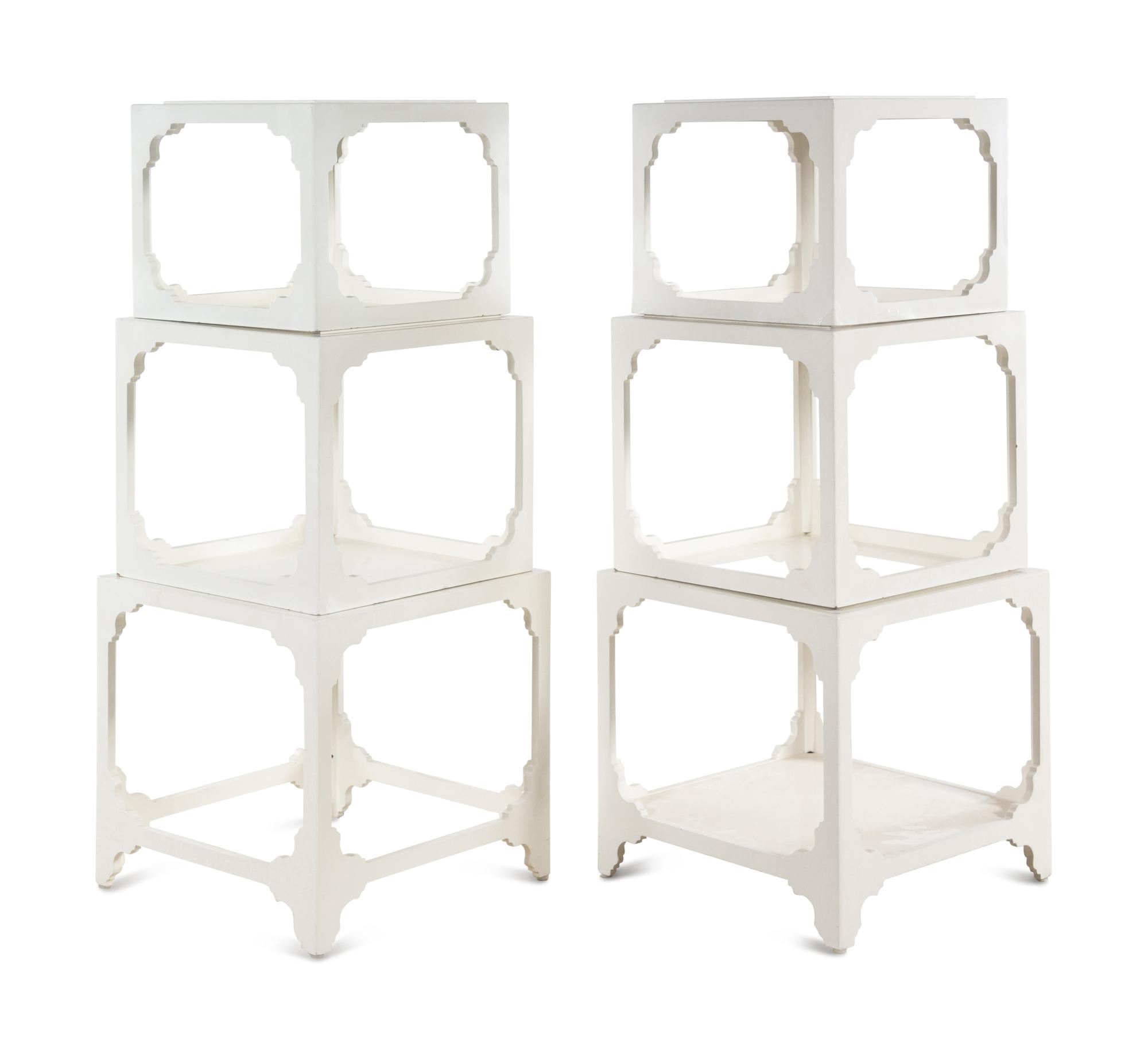A Pair of White Lacquer-Finished Étagères