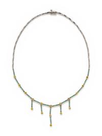 EMERALD AND YELLOW SAPPHIRE NECKLACE