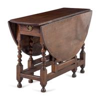 A William and Mary Carved and Turned Oak Gate-Leg Table