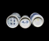 Three Chinese Blue and White Porcelain 'Figural' Snuff Bottles