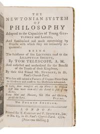 NEWBERY, John (“Tom TELESCOPE”) (1713-1767). The Newtonian System of Philosophy Adapted to the Capacities of Young Gentlemen and Ladies, and Familiarized and Made Entertaining by Objects with which they are Intimately Acquainted. London: Printed for T. Carnan and F. Newbery, 1770.