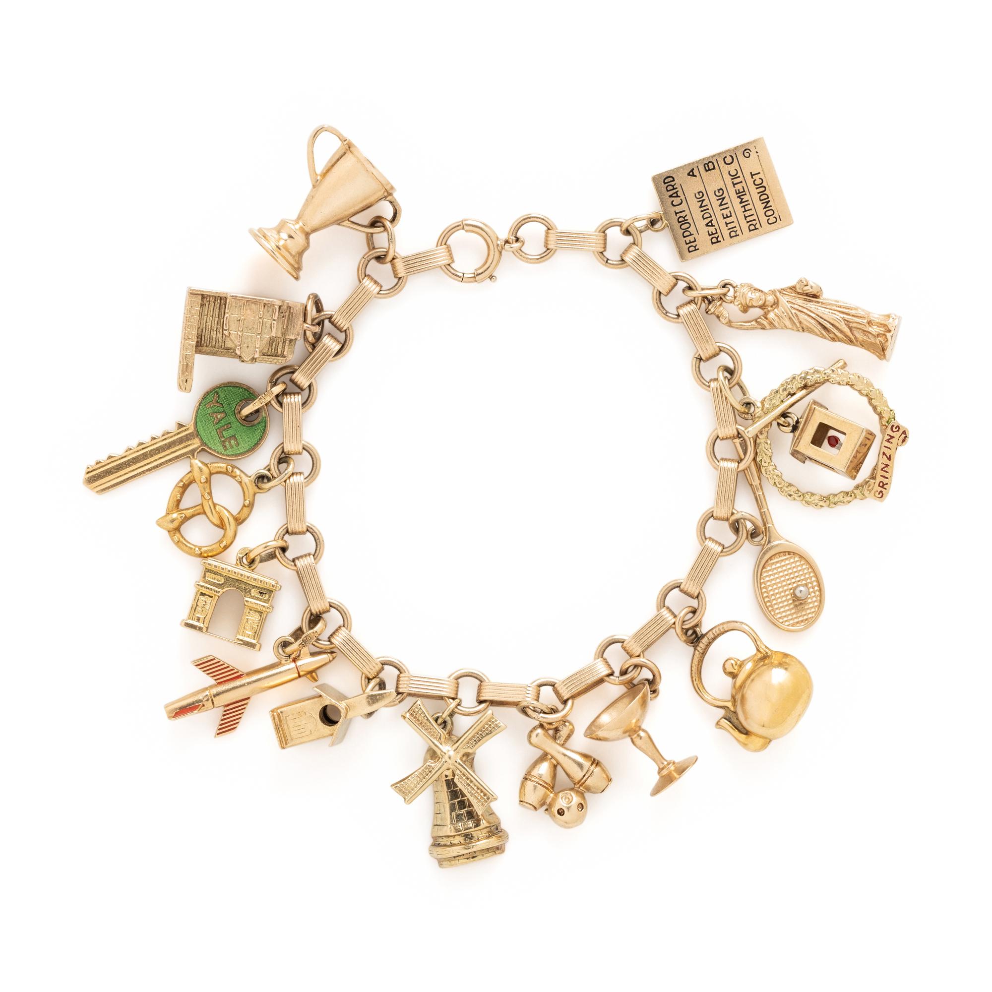 YELLOW GOLD CHARM BRACELET