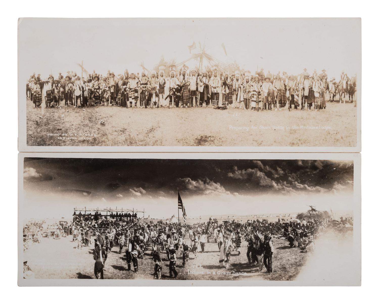 [NATIVE AMERICANS]. 9 panoramic photos of Native American subjects, most by BARKER, Lewiston, ID.