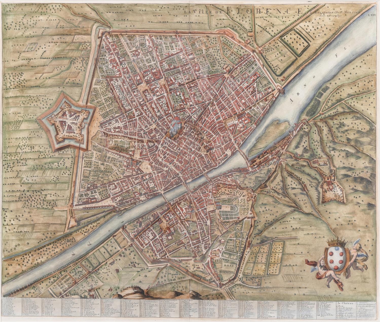 [MAPS]. A Group of 4 engraved maps with hand-coloring depicting Rome, Florence, Sicily, and America, comprising: