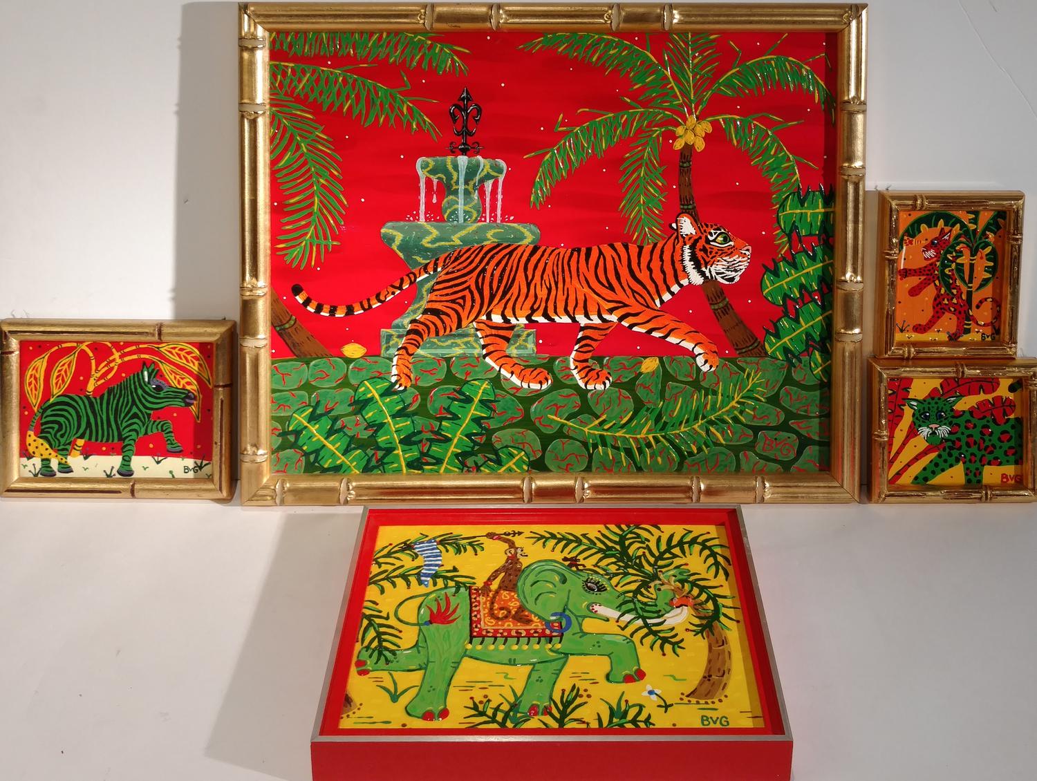 Barry Van Gerbig, (American, 20th century), Tigers, Elephants, Cheetahs