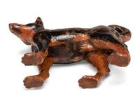 A Folk Art Carved and Painted Wood Dog and Tiger
