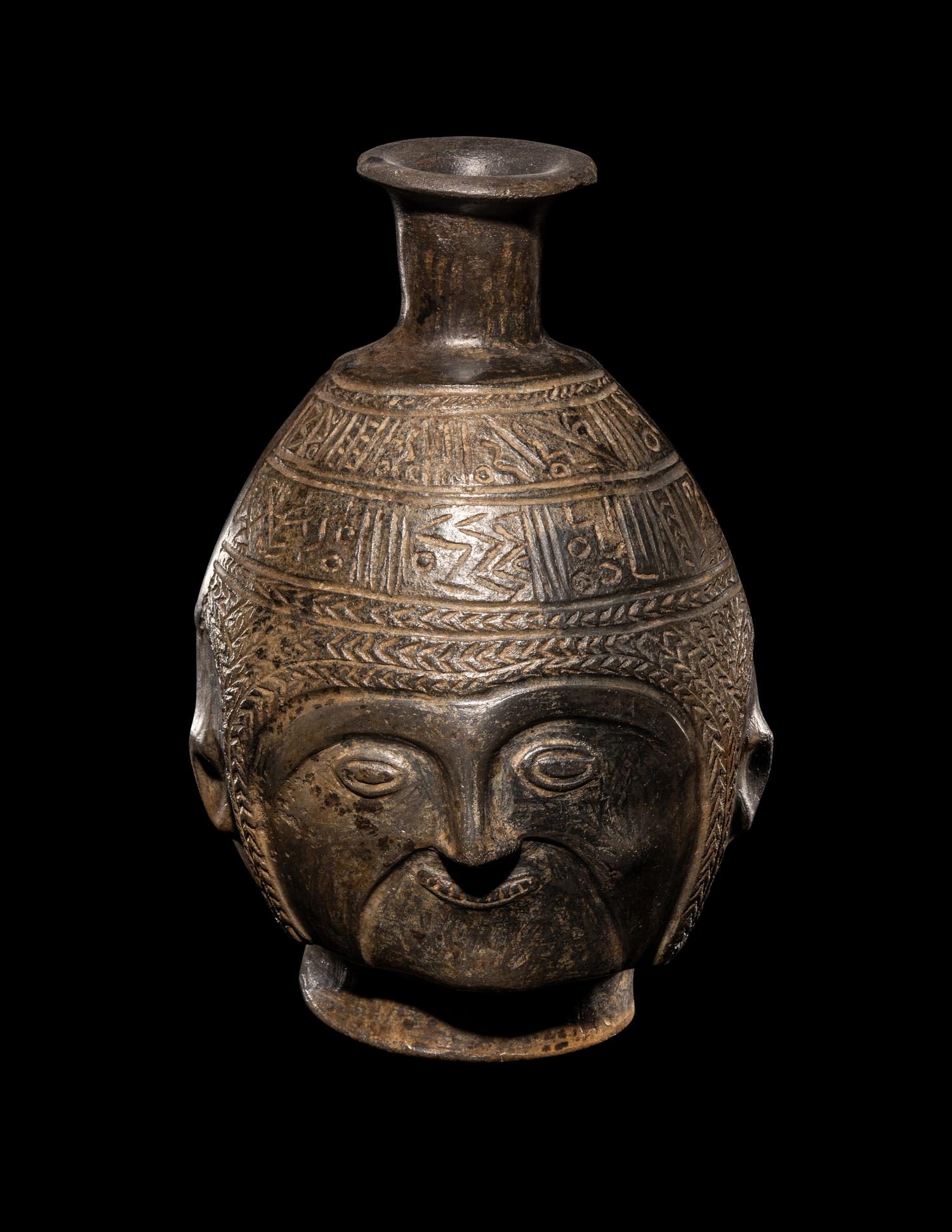 A Chimu-Inca Blackware Portrait Vessel
