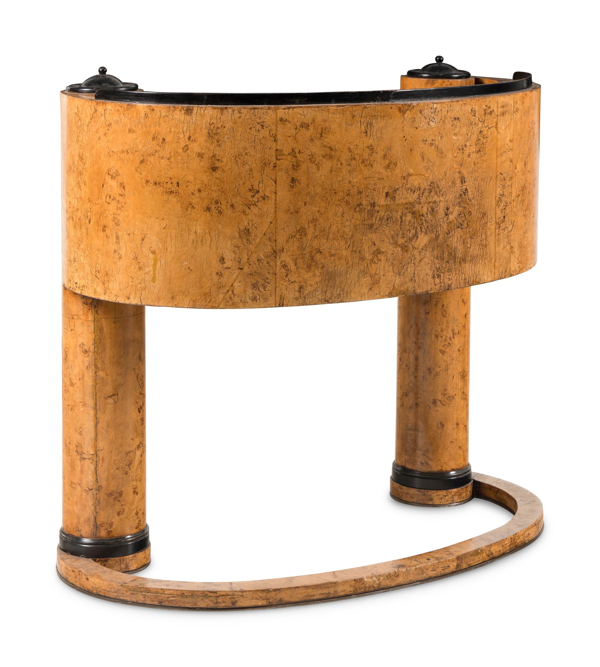A Biedermeier Style Part Ebonized and Inlaid Karelian Birch Desk