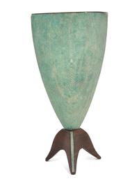 A Green Shagreen and Wood Vase by R and Y Augousti, London.