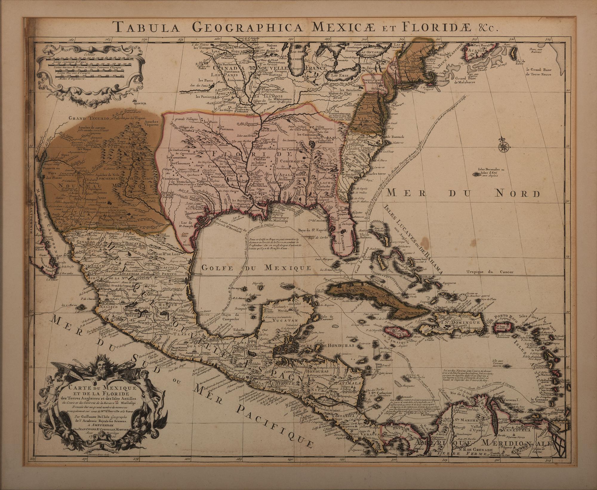 DELISLE, Guillaume (1675-1726). Tabula Geographica Mexicae et Floridae&c. Amsterdam: Covens & Mortier, 1722.