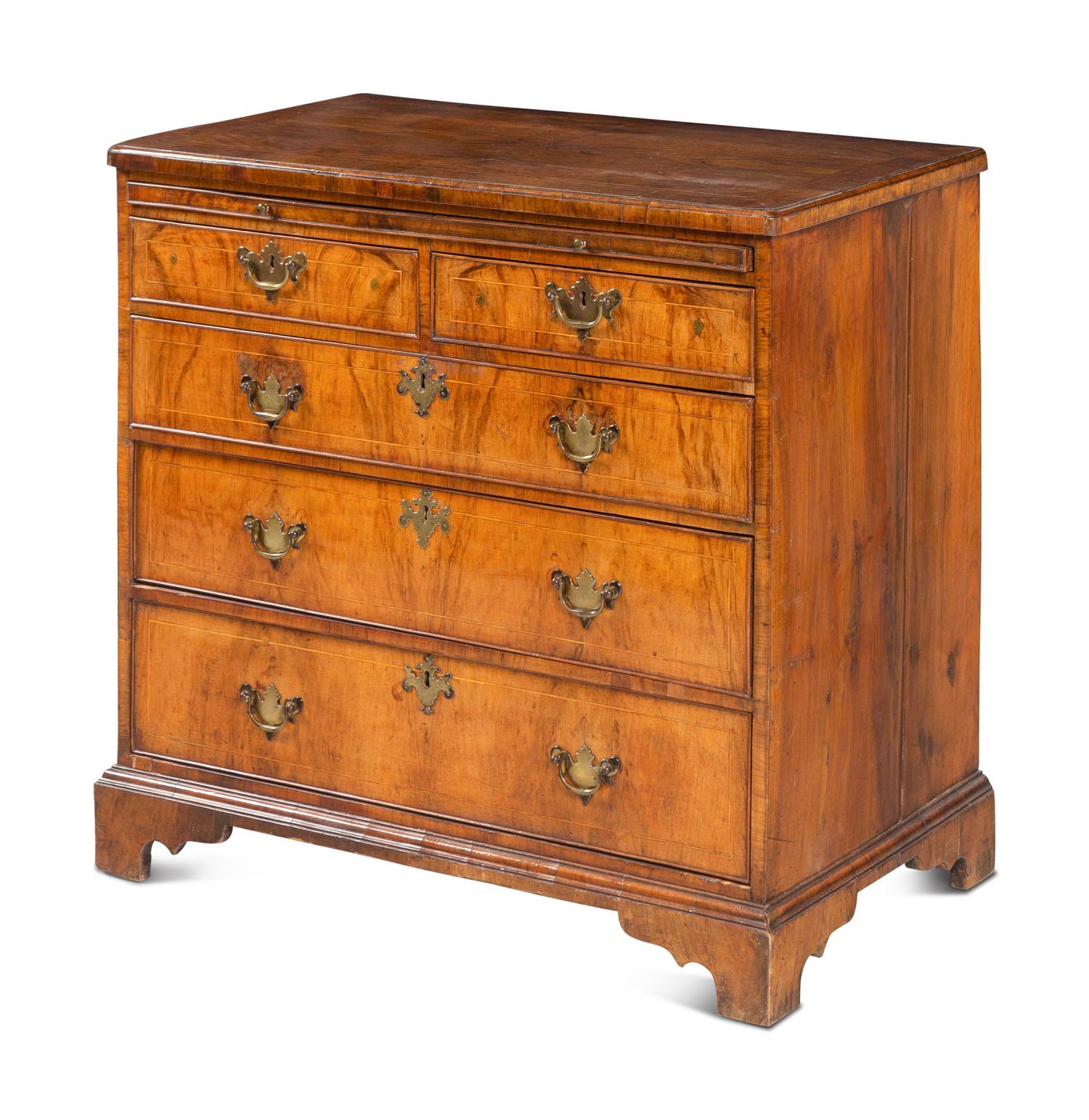 A George I Line-Inlaid Walnut Chest of Drawers