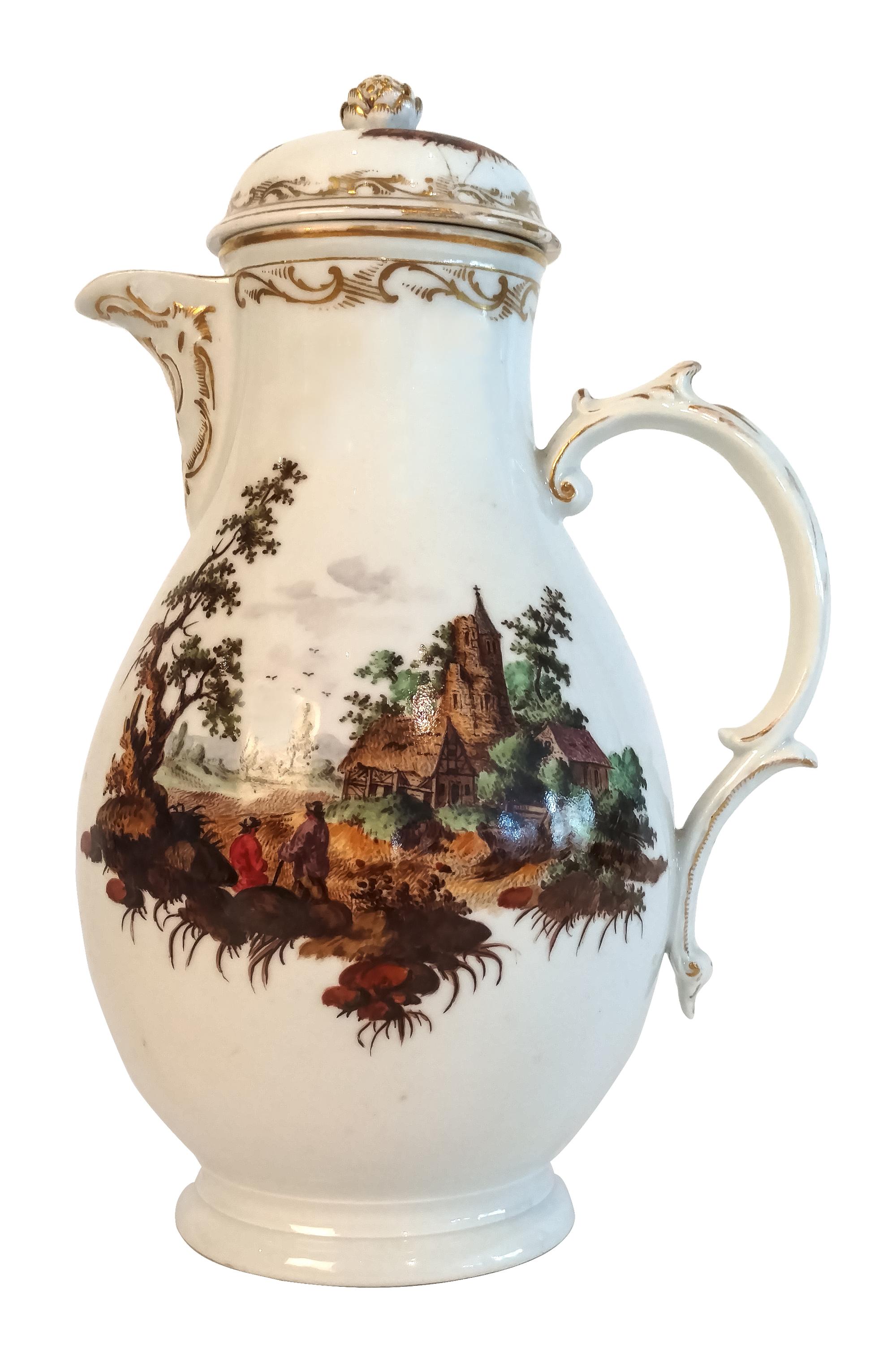 A Furstenberg Porcelain Coffee Pot Height 10 1/4 inches. — 18TH CENTURY