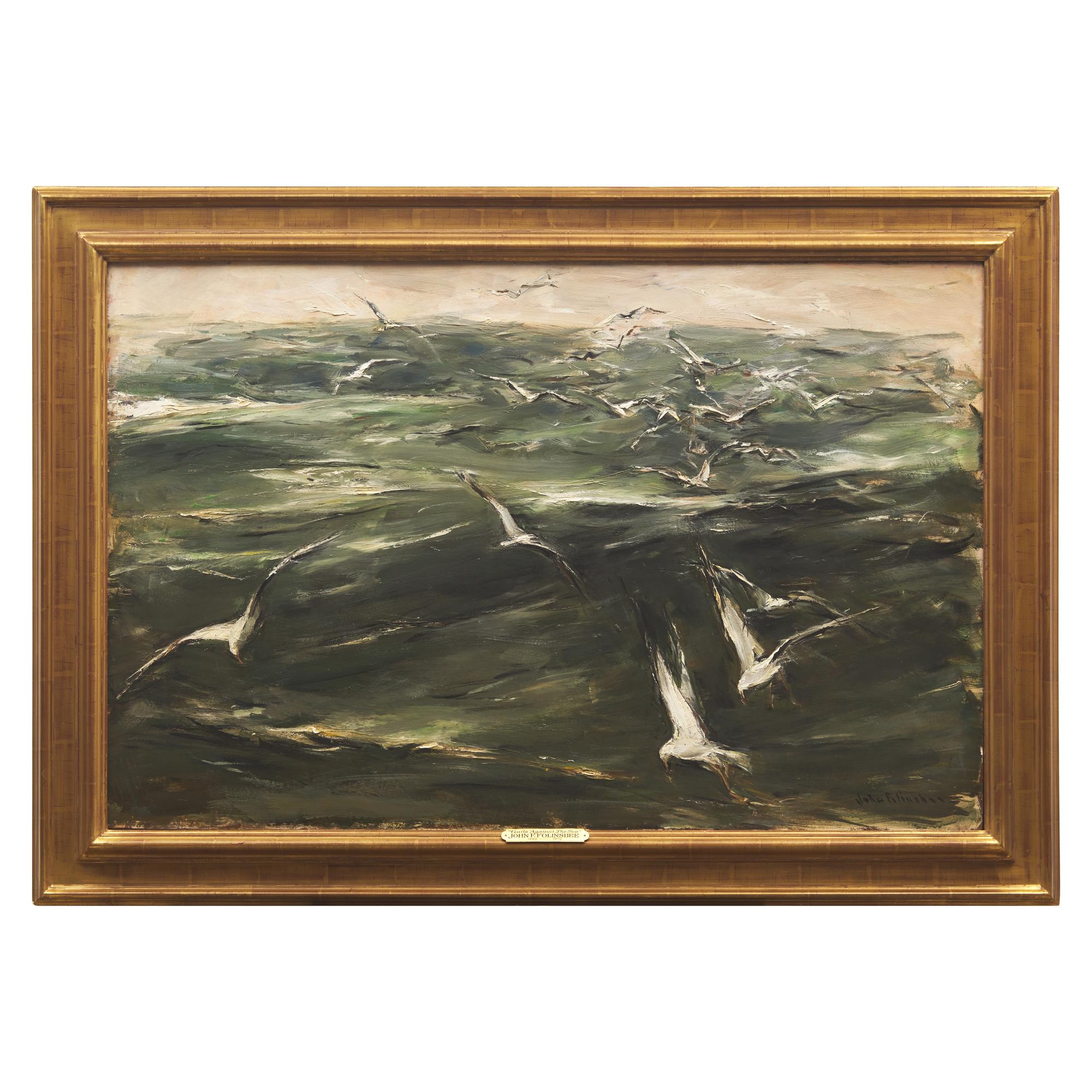 John Fulton Folinsbee (American, 1892-1972) — Gulls Against the Sea, 1957