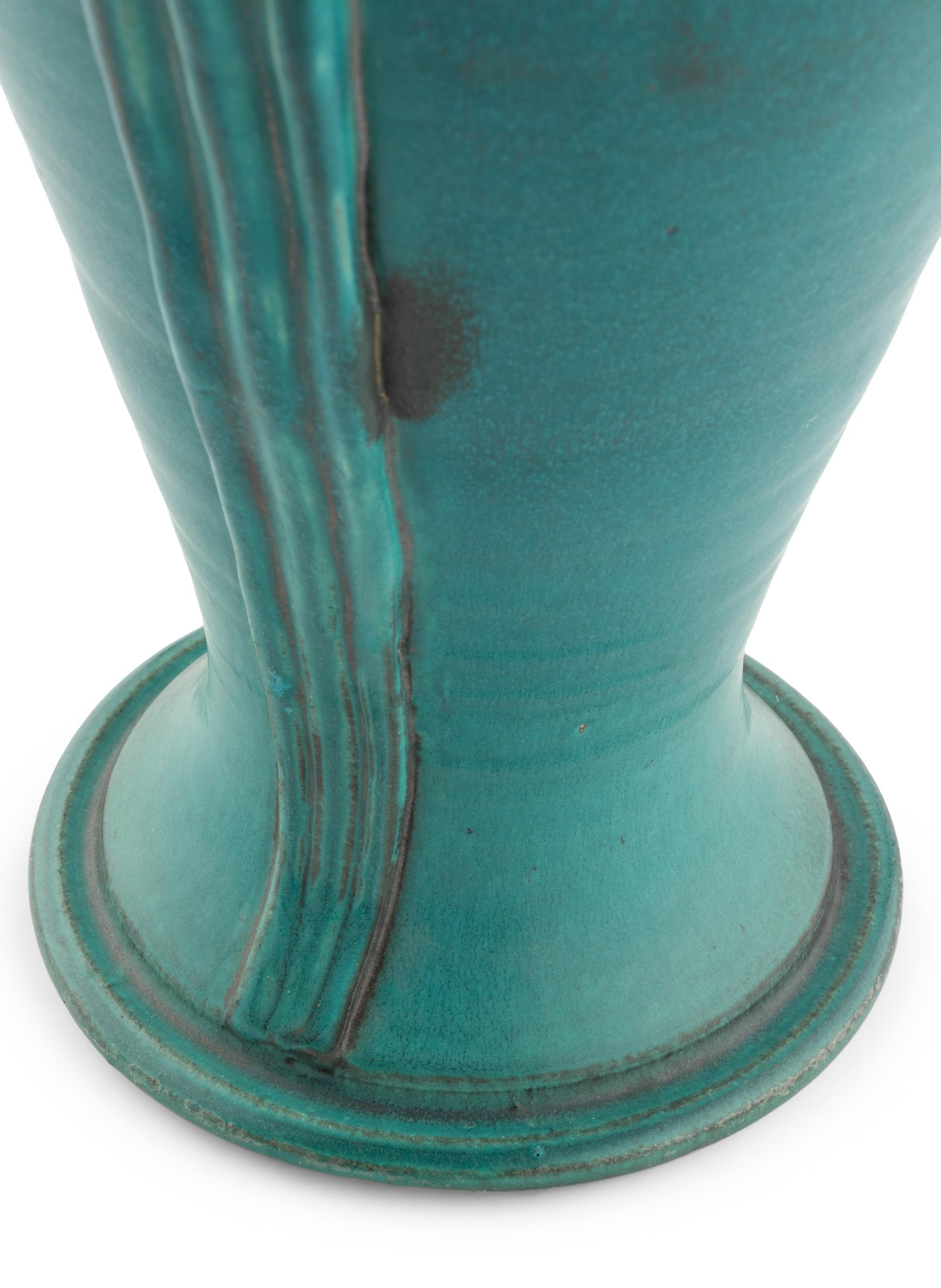 A Large Pewabic Turquoise Glazed Pottery Vase