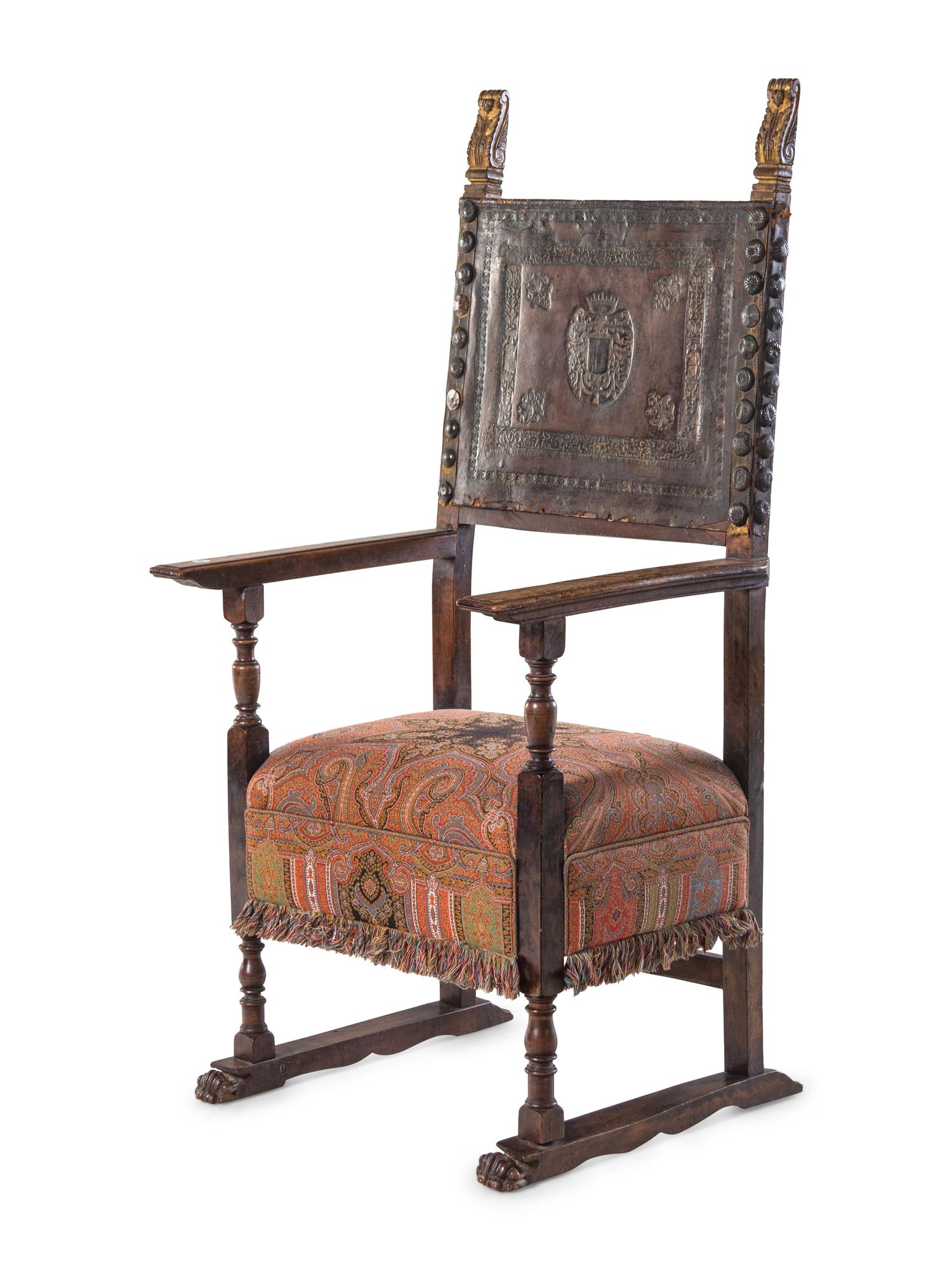 A Spanish Baroque Walnut Armchair