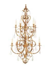 An Italian Gilt Metal and Cut Glass Ten-Light Chandelier