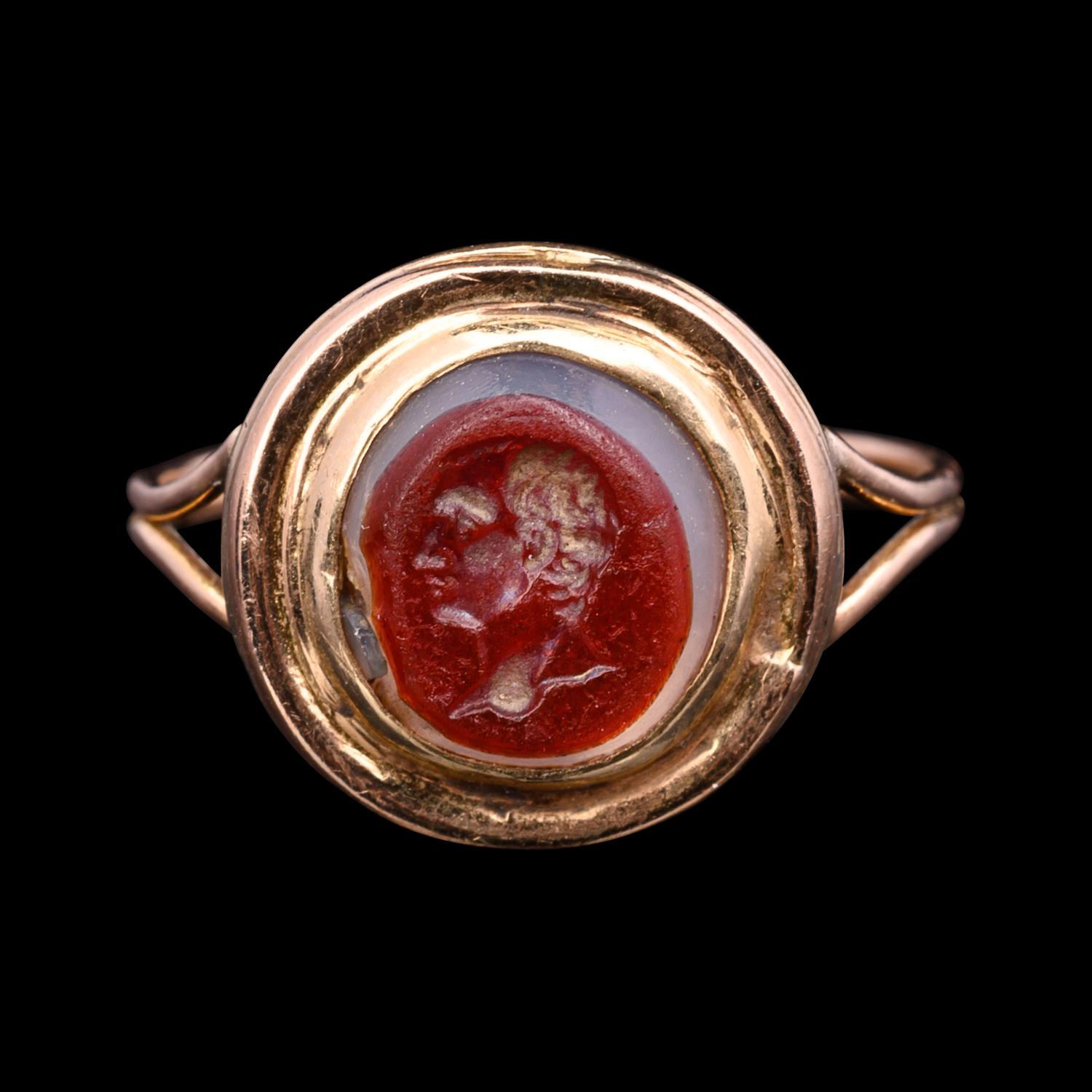 A Roman Agate Ringstone with a Portrait Head of a Man