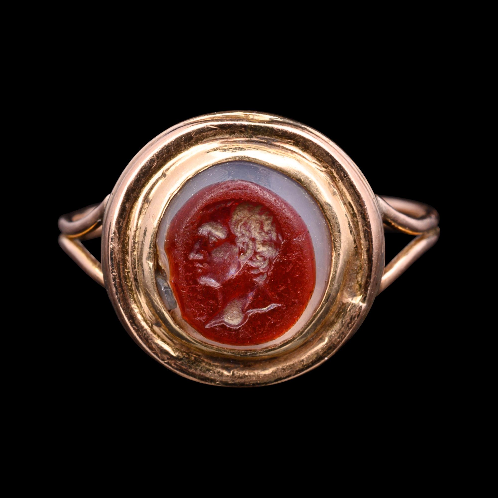 A Roman Agate Ringstone with a Portrait Head of a Man