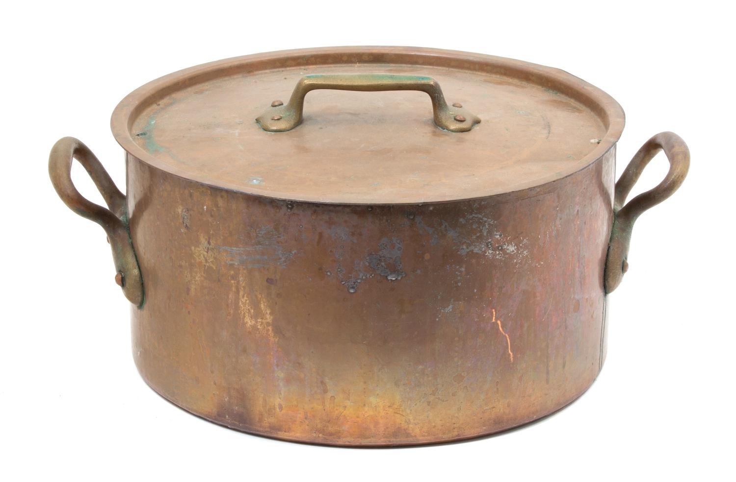Two Vintage Large Copper Pots Height of taller 8 1/2 inches. — 19TH CENTURY