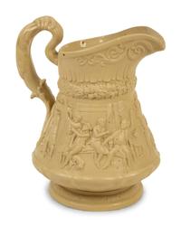 A Collection of Seven English Salt Glazed Relief Form Pitchers — 19TH/20TH CENTURY