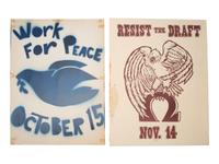 [POLITICS - VIETNAM]. A group of 4 posters and handmade signs protesting the draft. Ca late 1960s-1970s.