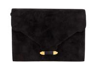 An Hermes Black Suede Clutch, 8 1/2 x 6 x 1 inches.