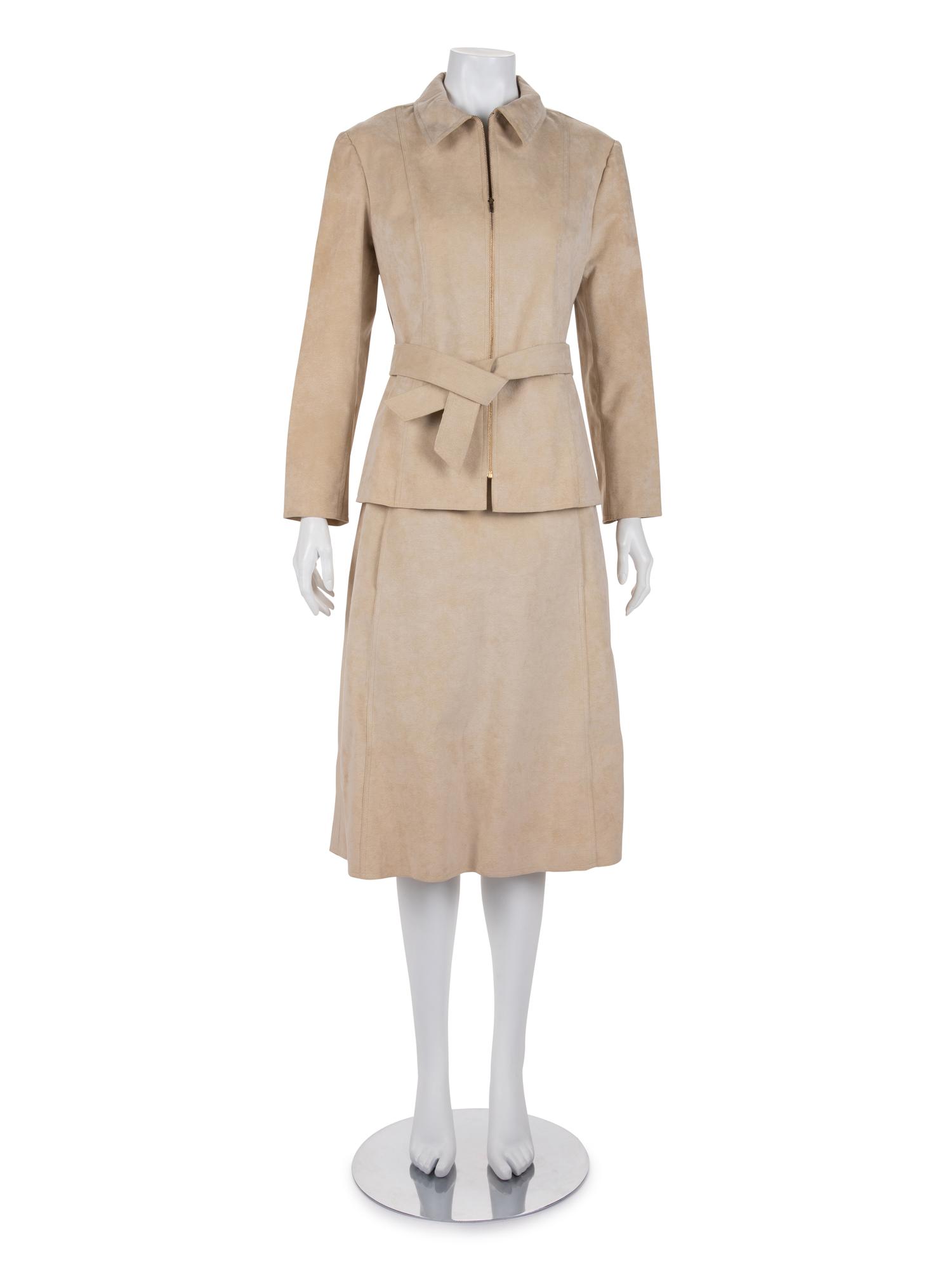 Three Halston Ultrasuede Items: One Two-Piece Skirt Ensemble, One Jacket, 1970s