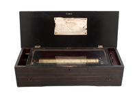 A Cylinder Music Box Height 5 3/8 x width 22 1/4 x depth 8 3/4 inches. — FK&S, DRESDEN