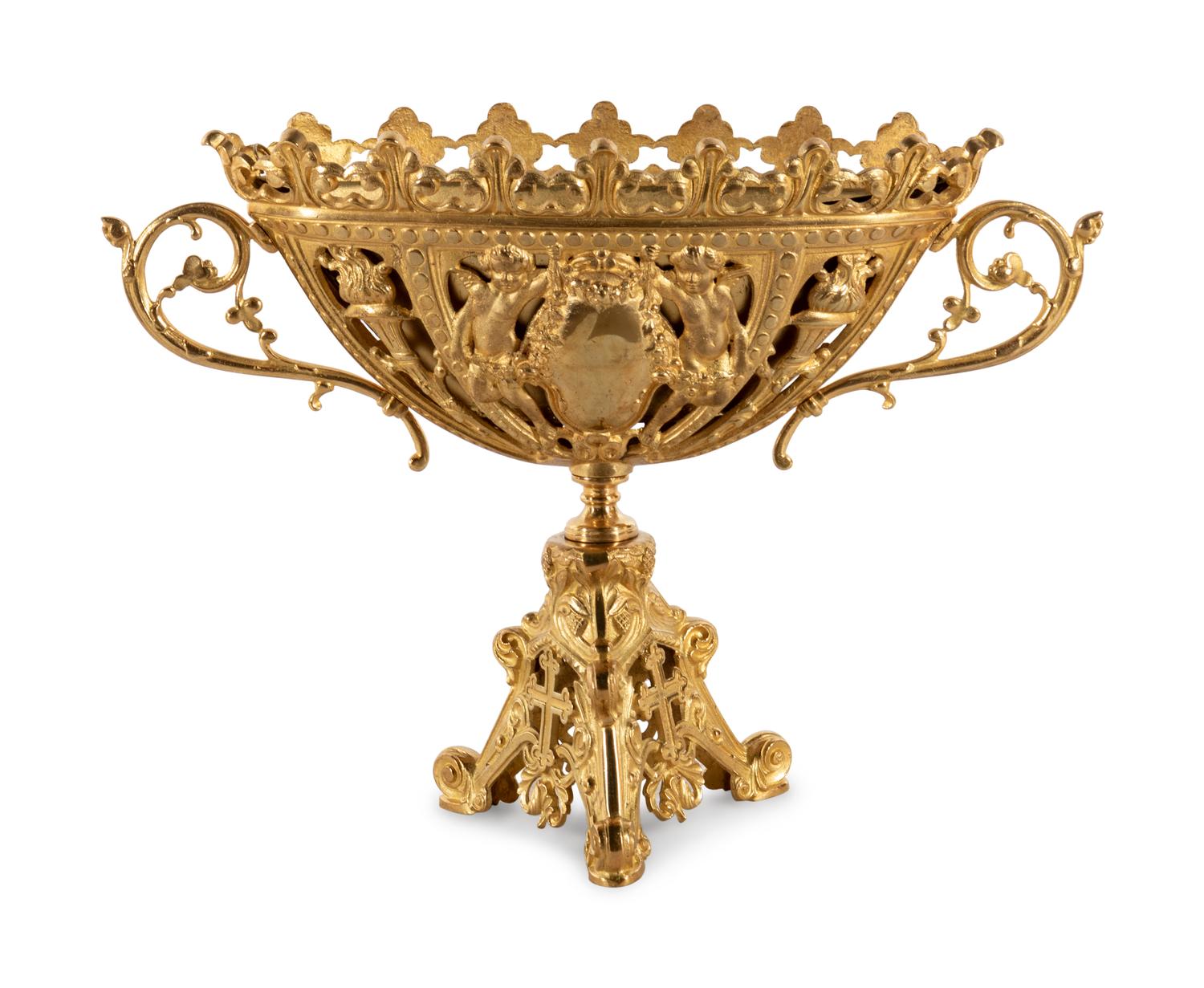 A Continental Gilt Metal Center Bowl