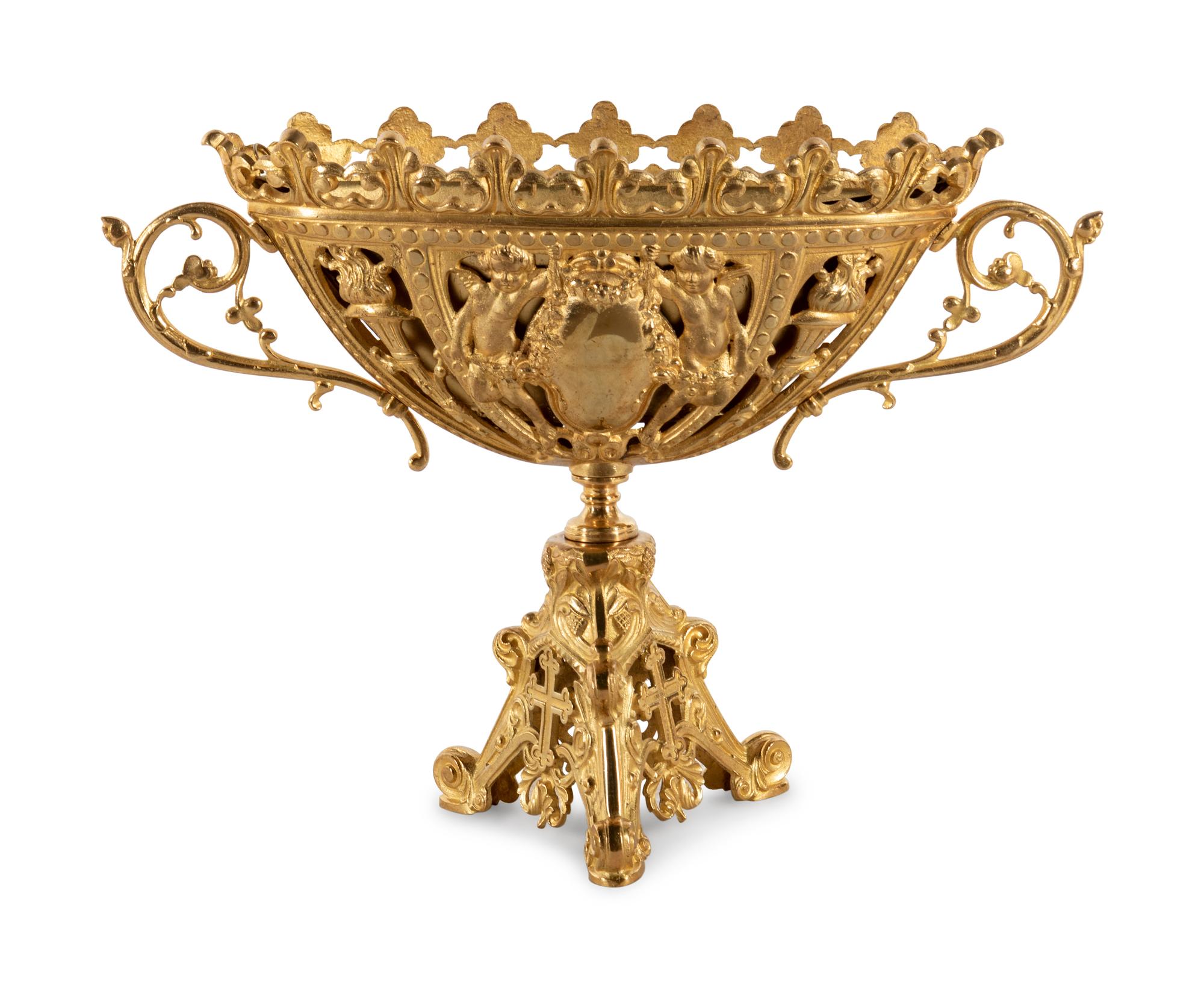 A Continental Gilt Metal Center Bowl