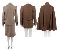 Four Houndstooth Pieces: One Oscar de la Renta Two-Piece Skirt Suit, One Hermes Jacket, One Ralph Lauren Cape