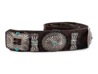 Navajo Silver and Turquoise Concha Belt