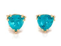 A Pair of Yellow Gold and Apatite Earclips,