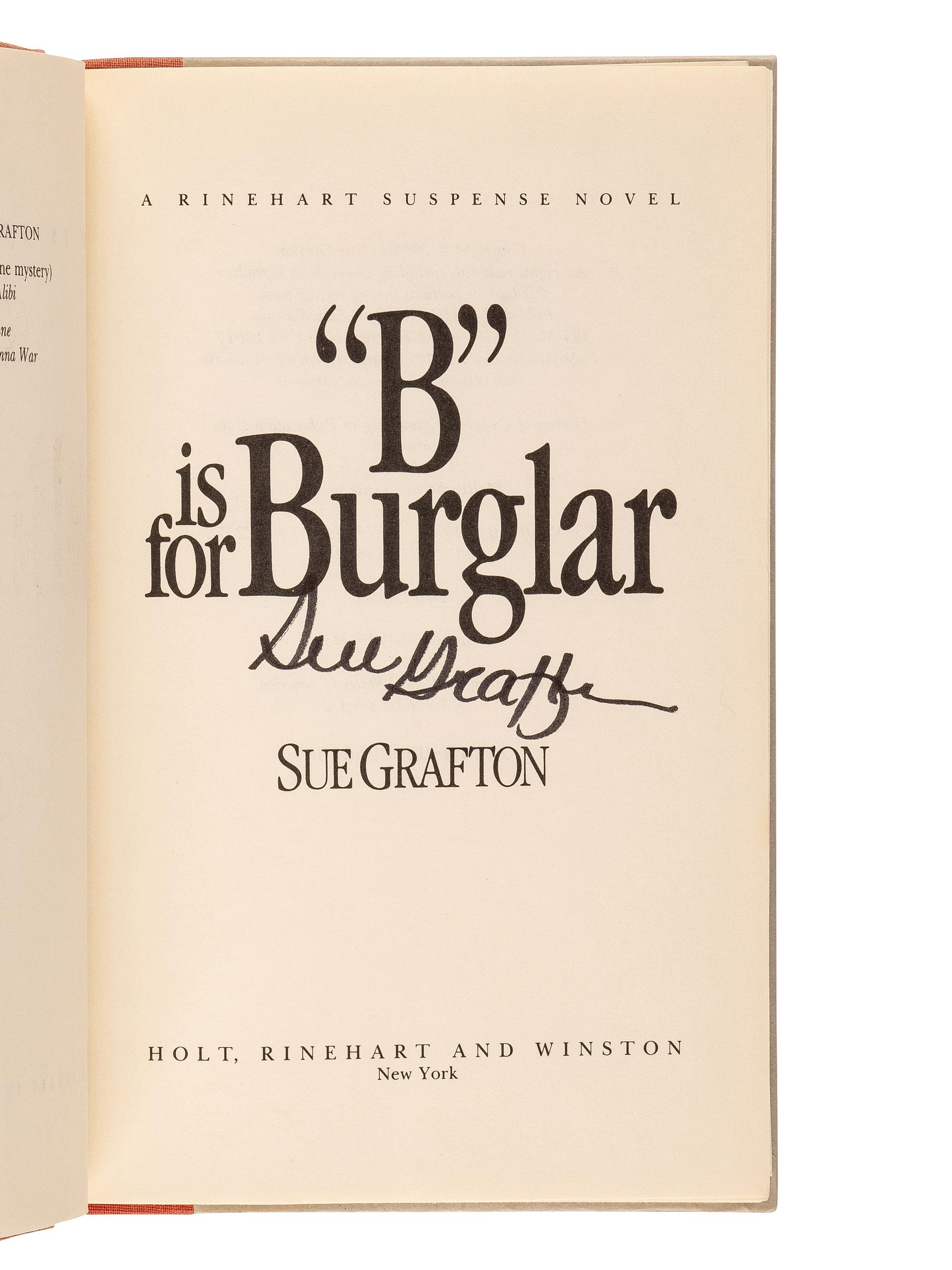 GRAFTON, Sue (1940-2017). The first three works from the Kinsey Millhone Alphabet Series. All FIRST EDITIONS. Comprising: