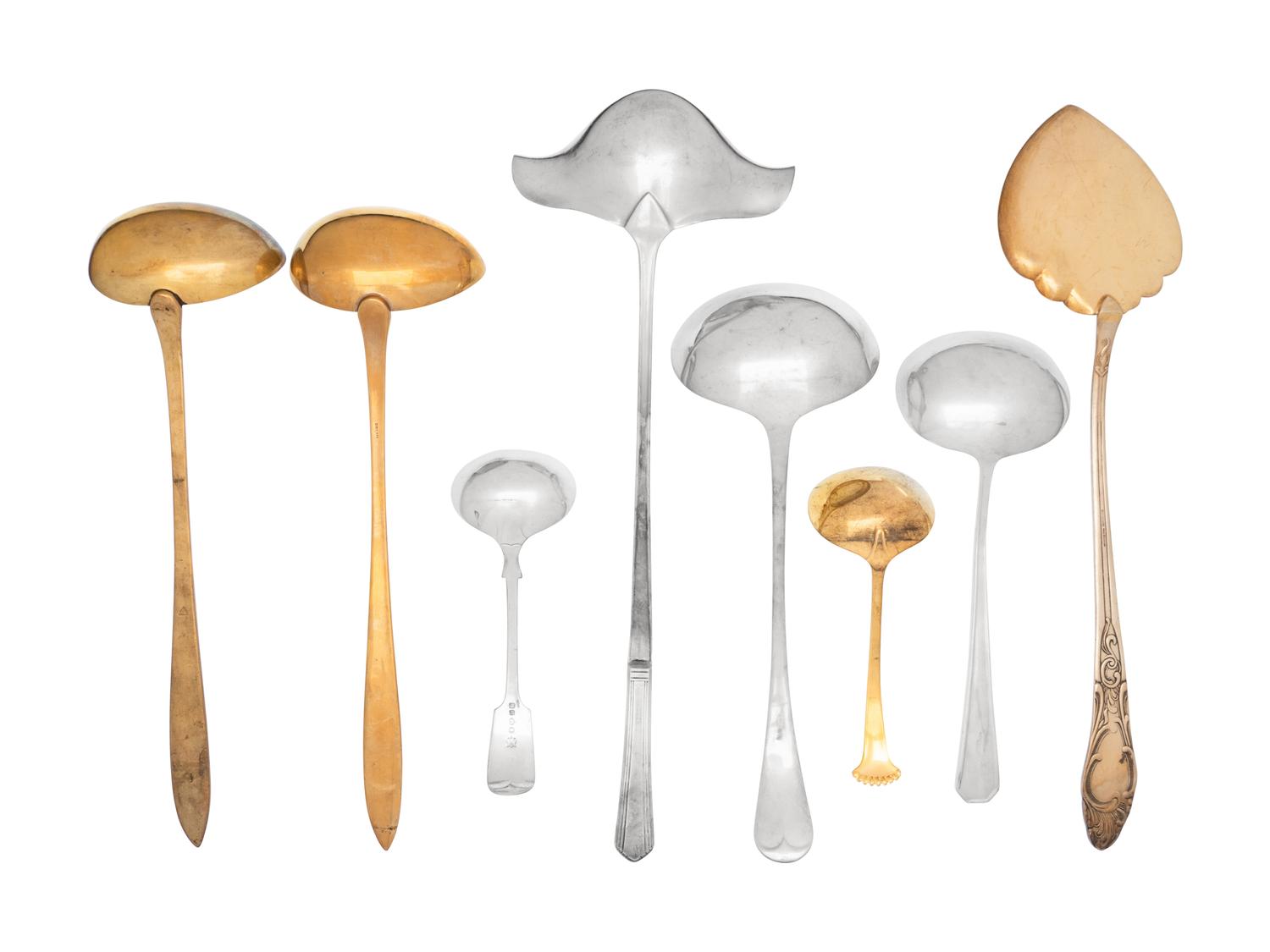 Eight Silver-Plate Flatware Serving Articles