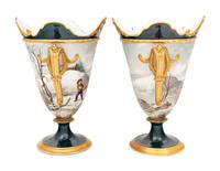 A Pair of Continental Porcelain Vases Decorated with Winter Scenes