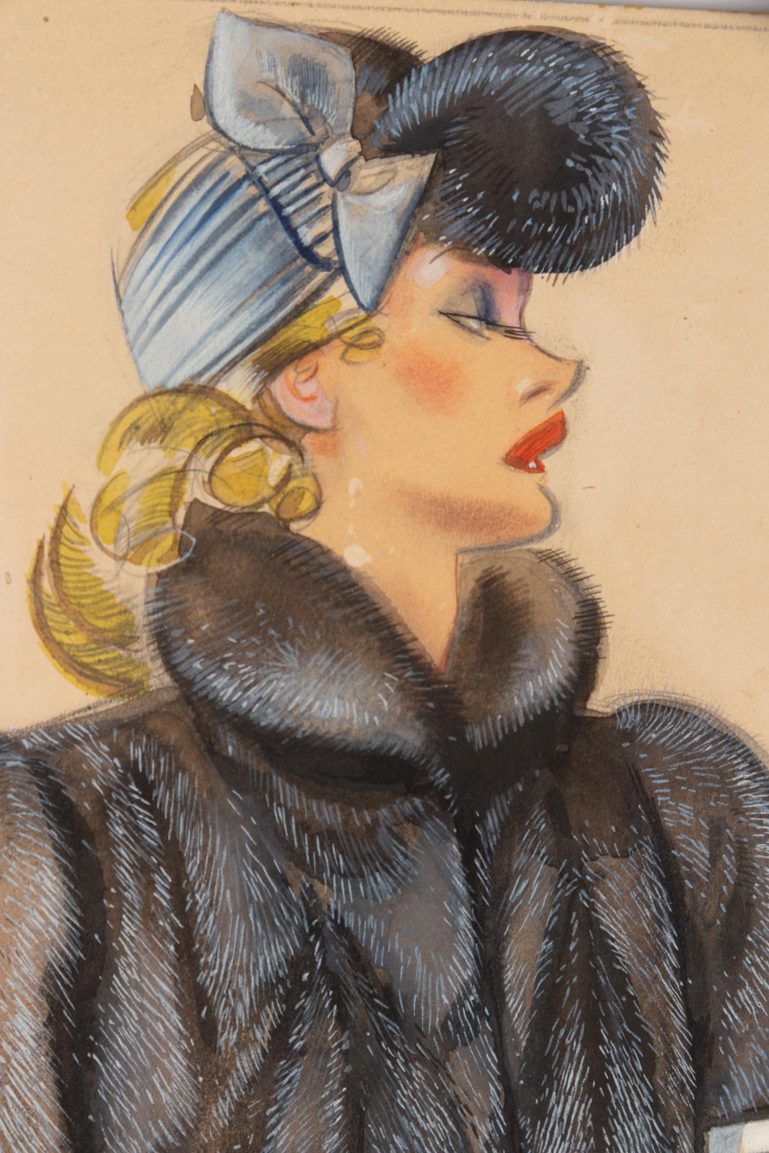 An Archive of Thirteen Conceptual Sketches for I.J. Fox , by James Montgomery Flagg and Russell Patterson, 1940s