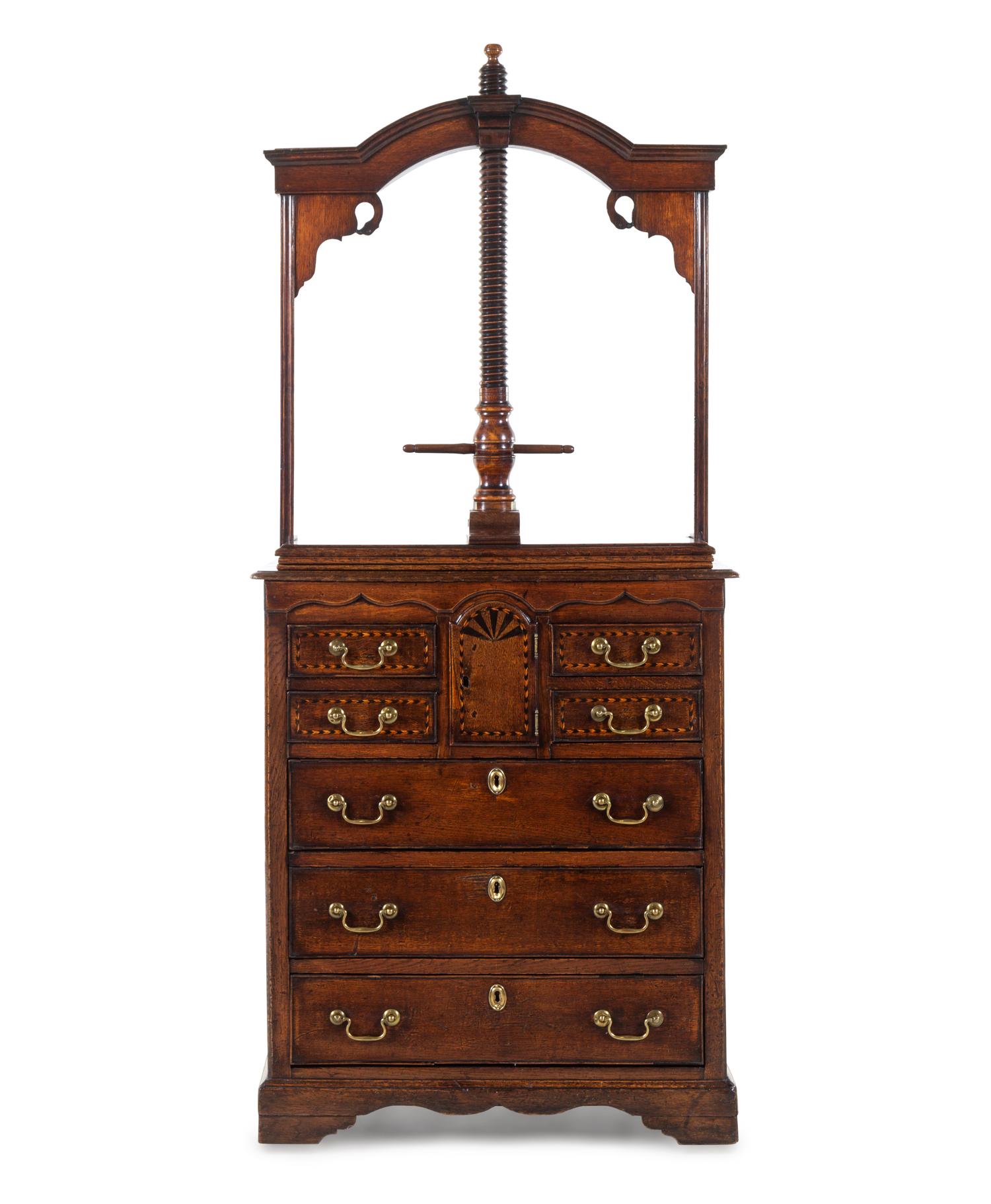 A George III Oak Linen or Book Press Chest