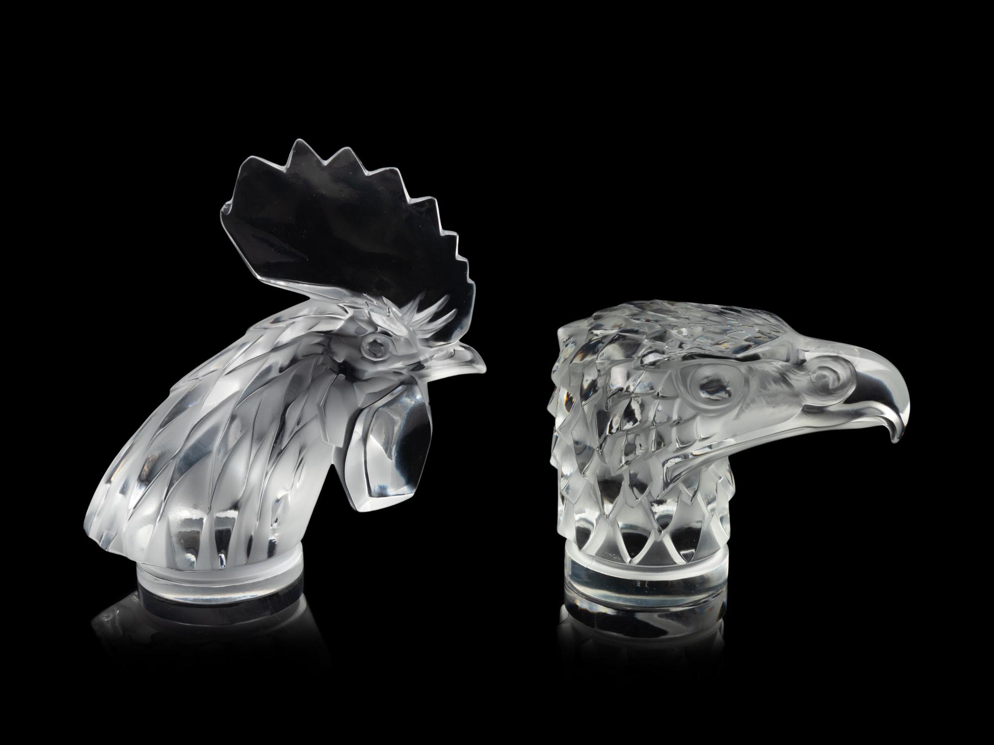 Two Lalique Molded and Frosted Glass Mascots