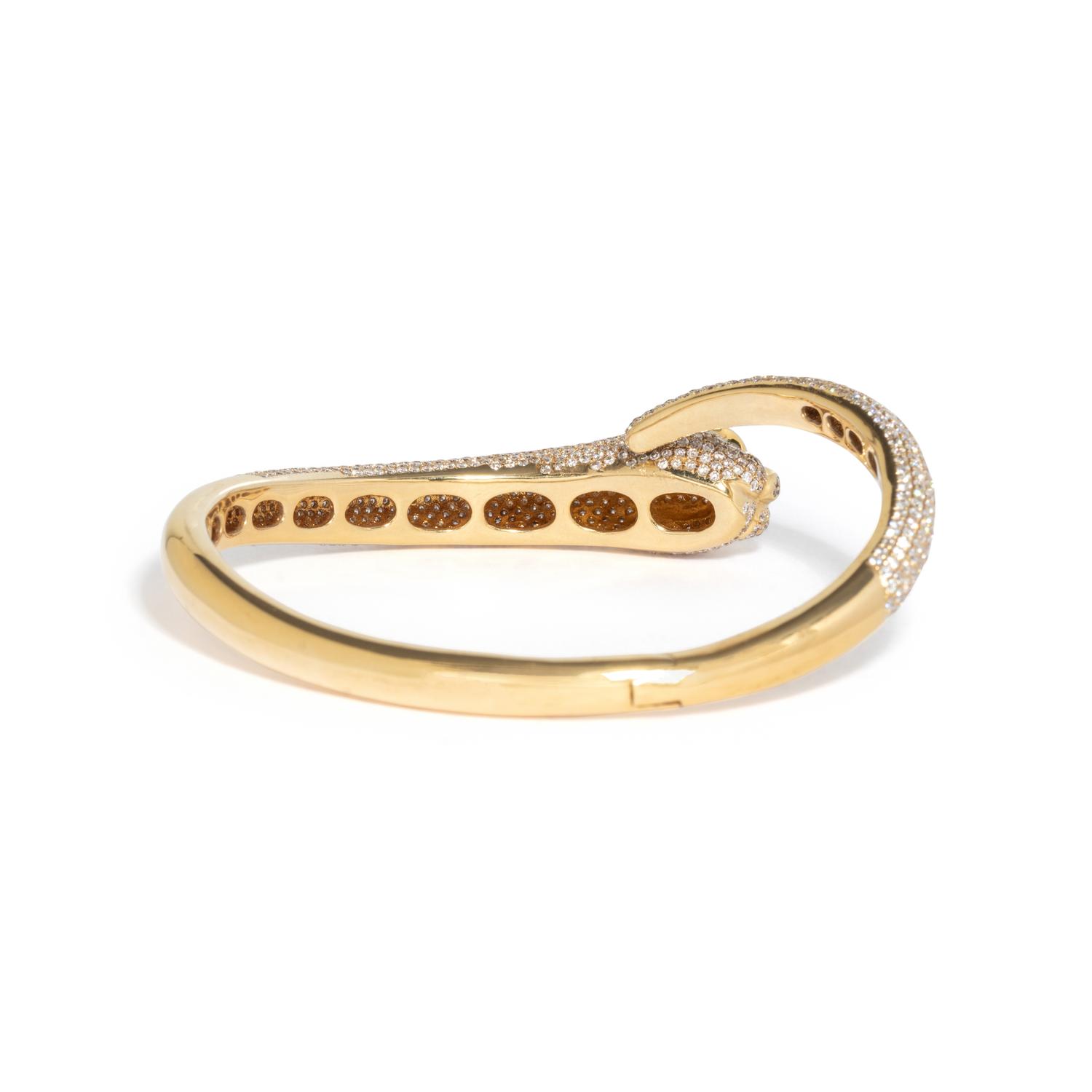 ANITA KO, DIAMOND AND TSAVORITE GARNET PANTHER BANGLE BRACELET
