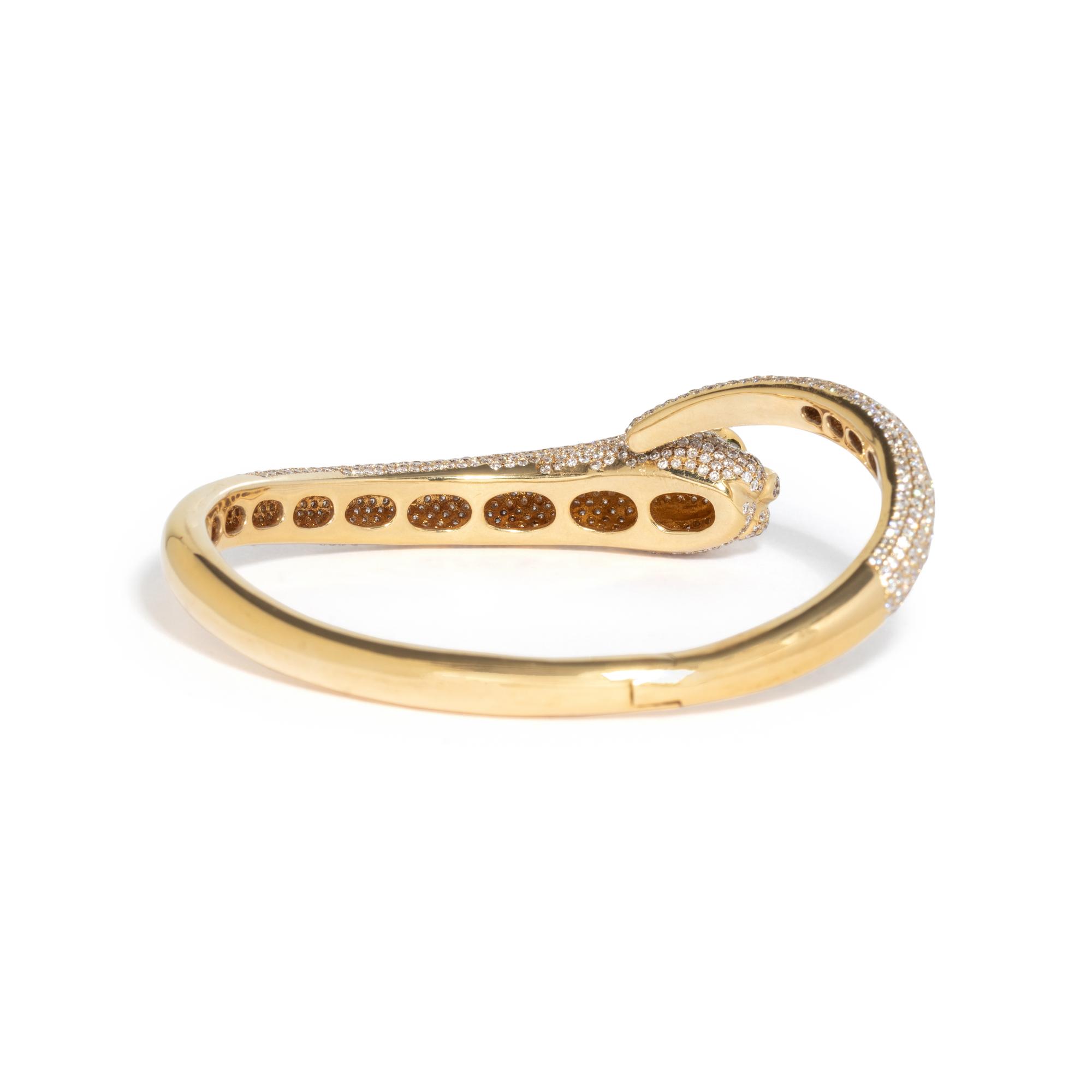 ANITA KO, DIAMOND AND TSAVORITE GARNET PANTHER BANGLE BRACELET