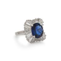 OSCAR HEYMAN, SAPPHIRE AND DIAMOND RING