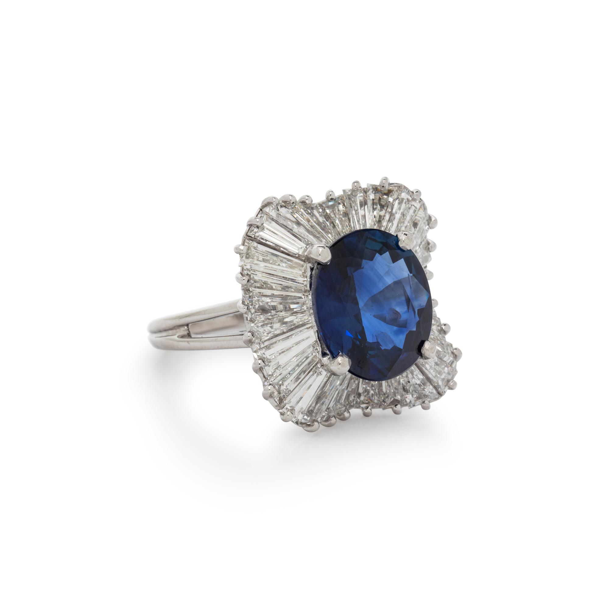 OSCAR HEYMAN, SAPPHIRE AND DIAMOND RING