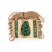YELLOW GOLD, JADE, AND EMERALD BRACELET