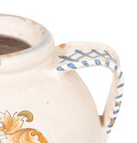 An Italian Glazed Terracotta Olive Jar with Painted Armorial