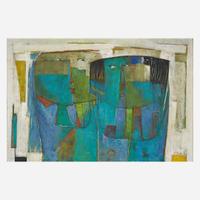Ángel Botello (Puerto Rican, 1913-1986) Two Blue Figures on a White Background