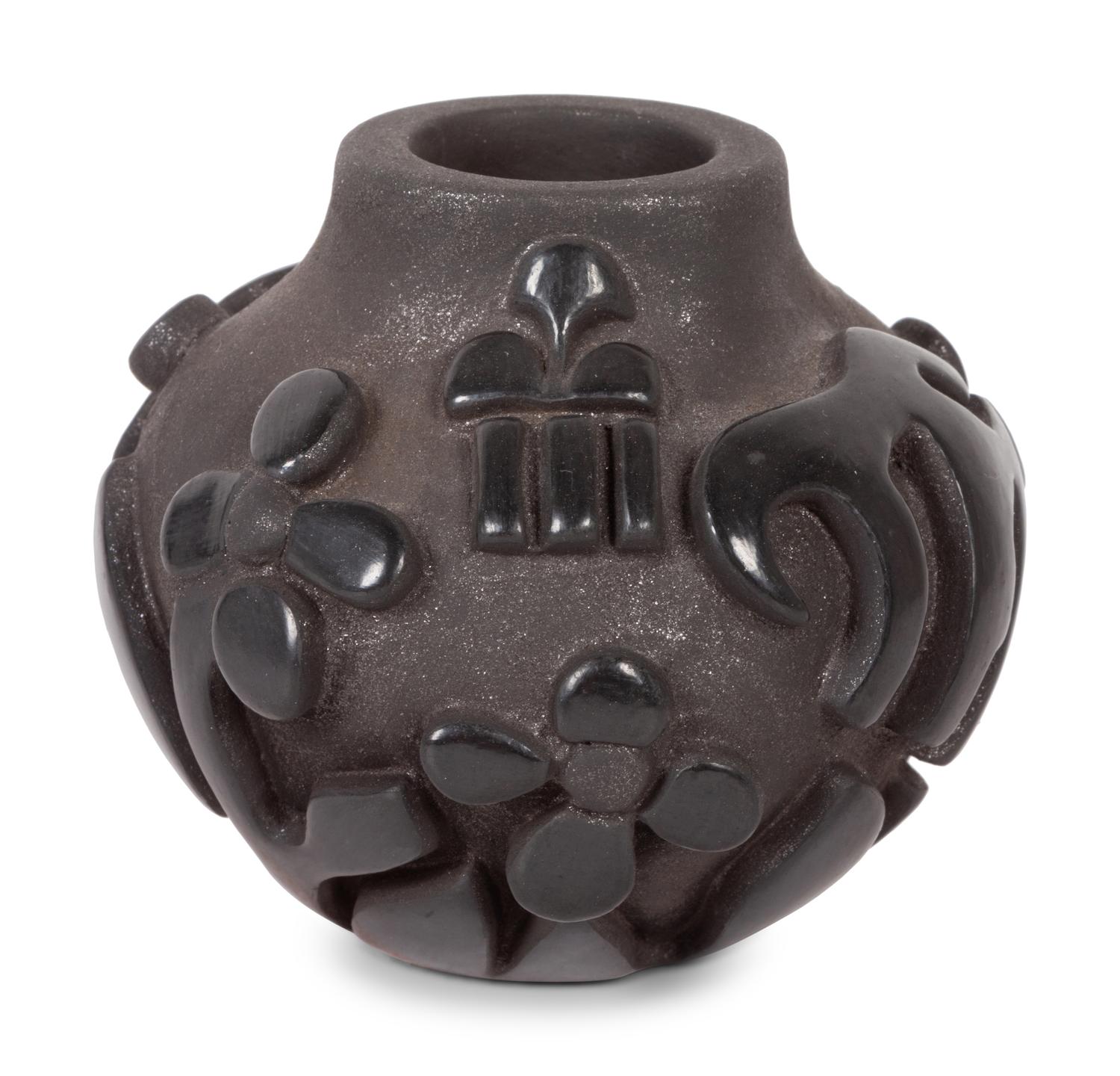 Carved Micaceous Blackware Jar