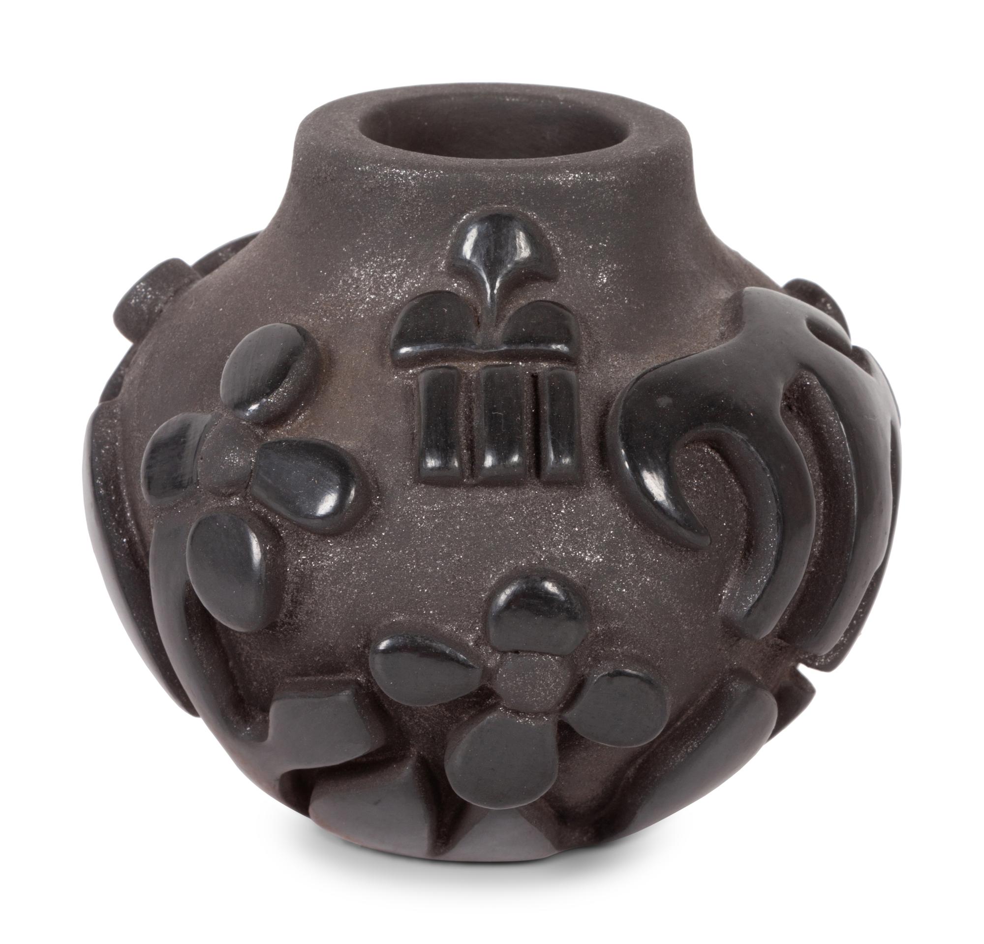 Carved Micaceous Blackware Jar